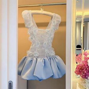 Lace Embroidery Luxury Elegant Slimming Birthday Party Dress