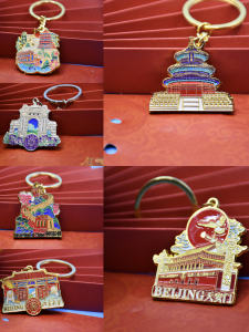 Creative Metal Keychain Beijing Tourist Attraction Souvenir Exquisite Bag Pendant Hanging Decoration Small Gift