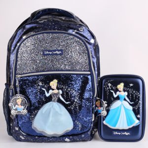 In Stock Australia Smiggle Elementary School Student Large Capacity Blue Cinderella Burden-Relieving Backpack Schoolbag Kids Backpack