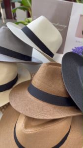 หมวกสานชาย ทรงปานามาแต่งคาดดำ B039