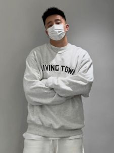Áo Nỉ Cổ Tròn American Streetwear Dành Cho Nam Mùa Xuân Thu Dài Tay Lót Lông Cừu Không Mũ Màu Xám Áo Hoodie Thoải Mái Thường Ngày