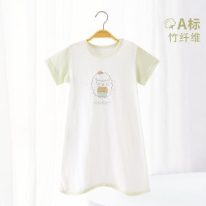 Baby Bamboo Fiber Sleepwear Summer Thin One-Piece Clothing Childrens Home Clothes Anti-Kick Toddler Romper Girls Sleep Dress