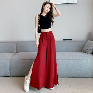 YIGE 2025 Summer New Design Sense Goddess Style High Waist Split Trouser Skirt Shows Slim Drop Feel Versatile Casual Wide Leg Pants New Years Clothes