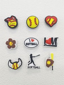 9PCS PVC Softball Sports Theme Shoe Charms Accessories Funny Clogs Shoe Buckles DIY Decorations Removable Shoe Clips Ornaments