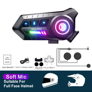 X3 Motorcycle Bluetooth 6.0 Helmet Headset Tri-Colorful Lights Earphone IPX6 Waterproof Support Connecting 2 Phones Same Time