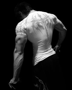 GYM T-shirt Mens Dark Gothic Print Muscle Tee  High Elasticity And Quick Drying Exercise For Bodybuilding Training 2025 Summer