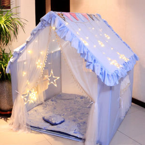 Elsa Princess Wooden Toy House Tent for Girls Indoor Play Castle Bed Dividing Magic Tool Real Wood Small House Childrens Game