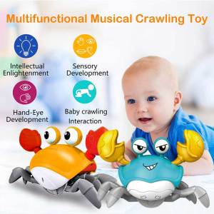 Baby Toys Dancing Walking Moving Sensory Induction Crab OctopusToys with Music & Light Interactive Tummy Time Crawling Toy for 0-6 6-12 Months Boys Girls Gifts