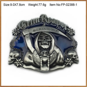 Alloy Belt Buckle Western Style Skull Reaper Vintage Mens Belt Buckle Harvesters round Design Heavy Duty Waist Belt Buckle
