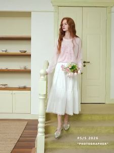 3COLOUR·S | Summer Floral and Letter Embroidered Knit Top Loose Long Sleeve