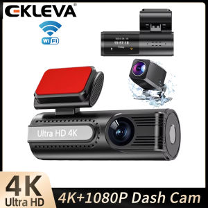 EKLEVA มินิ Dash Cam CAR แอป WlFl ด้านหน้า4K Sony ด้านหลัง1080P เลนส์คู่ WDR UHD การมองเห็นได้ในเวลากลางคืน24H มอนิเตอร์จอดรถ