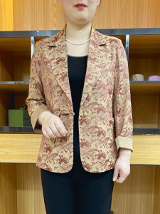 Elegant Long Sleeve Thin Suit Jacket for Women with Button Design Fashionable Autumn Outerwear for Mom Middle-Aged And Elderly