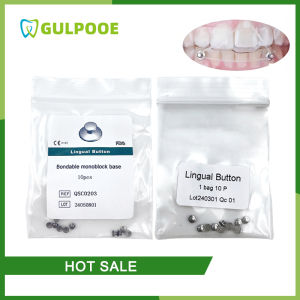GULPOOE 10Pcs/bag Dental Orthodontic Lingual Buttons Bondable Type Metal Material Round Base with Mesh Dentisry Accessories