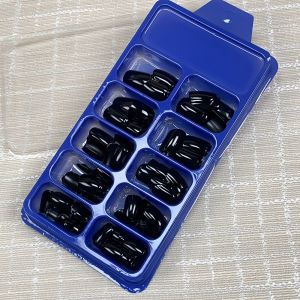 เล็บปลอมสีดำเงาแบบคลาสสิก 120 ชิ้น แบบเต็มเล็บ กดติดง่าย ทรงกลมสั้น ใช้ซ้ำได้ สำหรับตกแต่งเล็บด้วยตัวเอง อุปกรณ์ทำเล็บสำหรับผู้หญิง