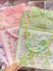 Children Harness Necklace Dressing up Stickers Girl Cartoon Princess Dress up Stickers Ice and Snow Three-Dimensional Wear Clothes Sticker Sticker Toys