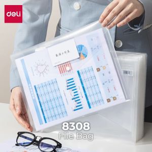 Deli File Bag / Map Plastik Kancing / Tas Map Plastik A4 Anti Air 8308
