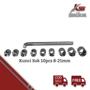 K55 Kunci Sok Set 10pcs 8-21mm Socket Set Hand Tools Shock