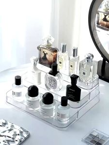 Perfume Organizer Transparent 3-layer Ladder Acrylic Perfume Display Rack Dressing Table Makeup Organizer Ins Lipstick Cosmetics Organizer Box