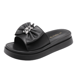 Reddragonfly | Thick Bottom Summer New Style Bow and Crystal Flat Slippers