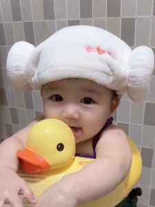 Super Absorbent Quick Dry Baby Hair Cap Sheep Horn Shaped Children Bath Cap Cute Toddler Head Wrap Towel Coral Fleece Universal