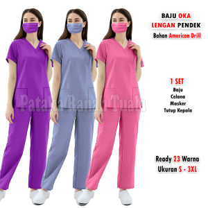 Baju Oka / Baju Oka Medis terbaru / Baju Ok lengan Pendek Pria dan wanita / Baju Tindakan Operasi / Seragam Oka Perawat Medis / Baju jaga Perawat BidanSuster Dokter / Scrub Oka Dokter / Baju Stenen / Bahan Amarican Drill