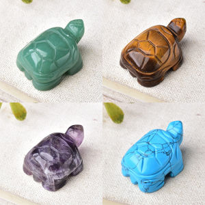 Rock Crystal Carved Tortoise Crafts Ornaments Stone Crystal Minerals for Treatment.