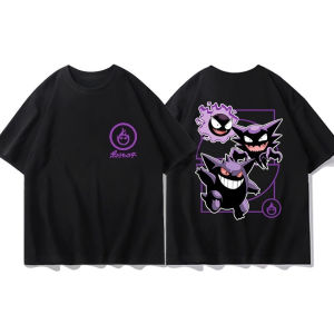 Pokémon Animation Derivatives Short Sleeve T-Shirt Gengar Psyduck Mewtwo Printed Mens Boys and Girls Summer New Fashion Top