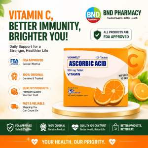 VONWELT Vitamin C Ascorbic Acid 500mg 100 Tablets Immune & Health Support Supplement FDA Approved BNDPHARMA