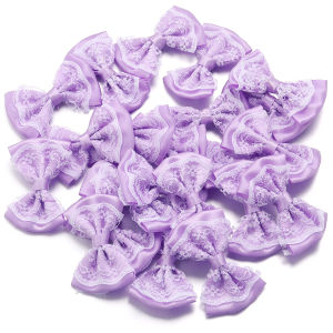 20 ชิ้น/ล็อตโพลีเอสเตอร์ลูกไม้ซาตินริบบิ้น Bows สี Double Layer Bowknot ดอกไม้สําหรับ DIY มือเย็บเสื้อผ้า Headwear ตกแต่ง
