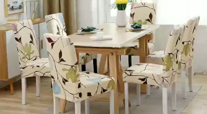 Stylish Printed Stretchable Polyester Chair Slipcover For Household Dining Space