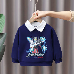 Spring Autumn Thin Long Sleeve Polo Neck Sweatshirt Casual Cartoon Boys Shirt Trendy Top for Boys Ages 3-14 Polyester Material