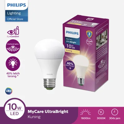 Lampu Philips Bohlam LED MyCare Ultra Bright 10W E27 3000K Kuning