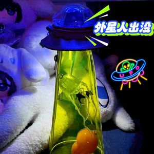 Transparent Alien UFO Ship Pencil Case Fun Toy Storage Bag Student Stationery Bag Cartoon Anime Themed PVC Bag for Kids over 3 Years