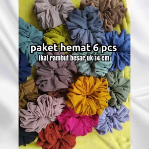 (6 PCS) PAKET HEMAT 6 PCS IKAT RAMBUT BESAR / KUNCIR RAMBUT/ CEPOL RAMBUT/IKAT RAMBUT CEPOL HIJAB / SCRUNCHIE  IKAT RAMBUT