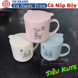 💝 Ca Cốc Tròn 300ml Hokori Có Nắp Nhựa Việt Nhật Cao Cấp Chịu Nhiệt Tốt Màu Sắc Xinh Xắn 💝