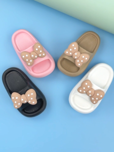 [MOD KIDS] เด็กรองเท้าแตะสำหรับเด็กหญิง 3-9 ปีโบว์ตกแต่งเด็กลื่นไถลรองเท้าแตะ