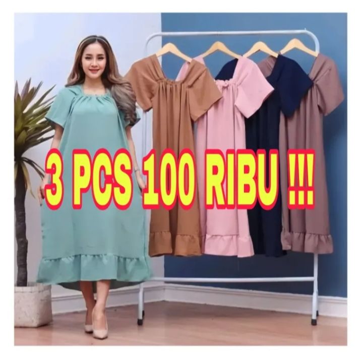 Free Ongkir Fuji Dress Crinkle Airflow Terbaru Laura Dress Daster