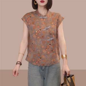 Shalldoer | New Chinese Style National Trend Embroidered Asymmetrical Short Sleeve Shirt Women 2025 New Summer Retro High End Feeling Top