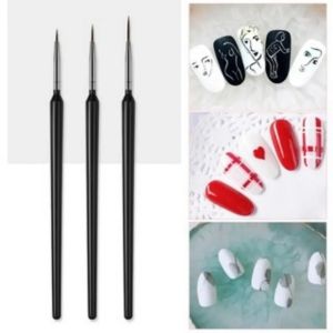 3pcs Fine Detail Brush Black Nail Art Brush for Gundam Military Model Coloring Ultra-fine Professional Painting Lining Pen