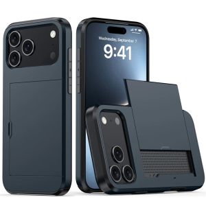 szhaiyu | Heavy Duty Phone Case for IPhone 17 16 Plus 15 Pro 15 14 13 12 11 Pro Max Wallet Card Holder Slide Hard PC Protective Cover