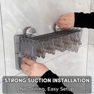 Ready Stock Transparent Heavy Duty Socks Drying Rack Wall Mounted Clips Lingerie Hanger Rak Penyangkut Klip Stokin Lekat Dinding Jemuran Boleh Lipat Boleh Laras Foldable Storage Organizer Laundry Toilet Hanger Baju Tuala Bilik Mandi Balcony WashroomCloth