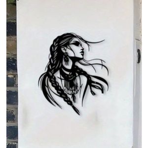 CIFbuy | CIFbuy Tribal Woman Metal Wall Art Bohemian Iron Decor Braided Hair Design for Living Room Bedroom Spa Unique Gift for Her