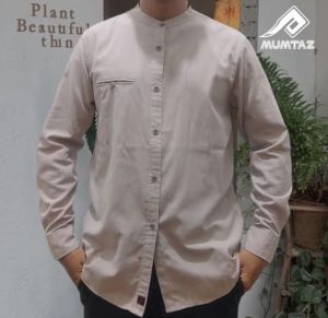 Baju Muslim Koko Aplikasi Pria Dewasa Lengan Panjang Bahan Oxford Import / Baju Lebaran Simpel dan Elegan