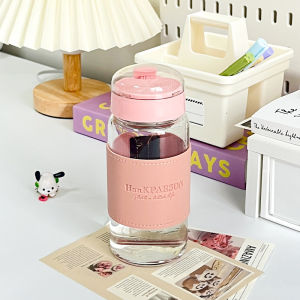 Japanese Style Fashion Glass Bottle 480ml wtaer Bottle With Tea Infuser Insulation Sleeve High Temperature Drinking Bottles Milk