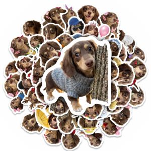 50 Pcs HD Cute Dachshund Stickers Funny Dog Shape Waterproof Decorate File Folder Phone Skate Helmet Car Motorcycle Decals