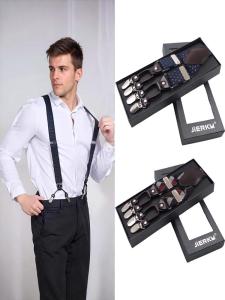 Strong British Style Six Clip Hanger Pants Straps for Elderly And plus Size Men Shoulder Belt West Pants Anti Drop Belt