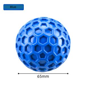 Tough Natural Rubber Dog Chew Toy Indestructible Squeaky Ball for Aggressive Chewers Beef Flavor Hexagonal Design Dental Health