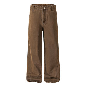 American Washed Splice Workwear Casual Pants Loose Wide Leg Knife Pants for Men And Women Retro Style Natural Waist Cotton