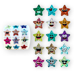 1500 Cái/Cuộn Giấy Dán Ngôi Sao Lấp Lánh 15 Thiết Kế Happy Face Văn Phòng Phẩm Nhỏ Phần Thưởng Cho Học Sinh Sinh Viên