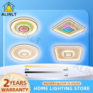 Modern Crystal Ceiling Light Acrylic LED Tricolor Ceiling Lamp Infinitely Dimming RGB 76W With Remote Control For Living Dining Bedroom Kitchen ALINLT